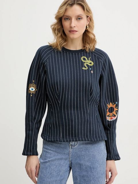 Never Fully Dressed bluza Barrel damska kolor granatowy z nadrukiem NFDTO2060 - zdjęcie produktu nr 1