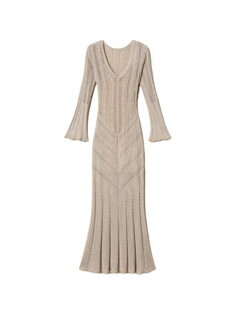 TWINSET V-neck midi dress - Neutrals - zdjęcie produktu nr 1