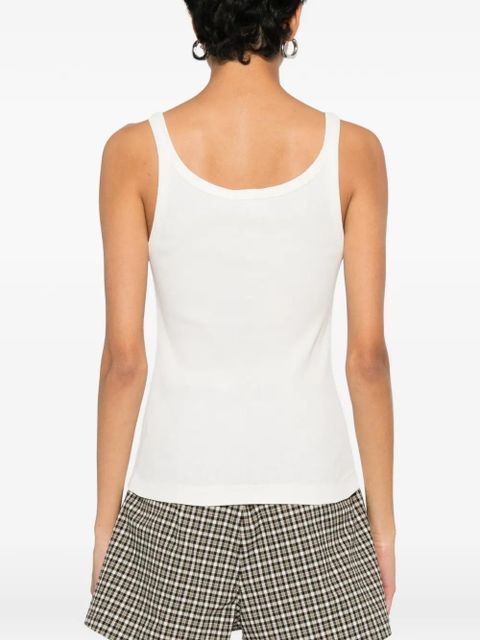Dolce & Gabbana logo-patch ribbed top - Neutrals