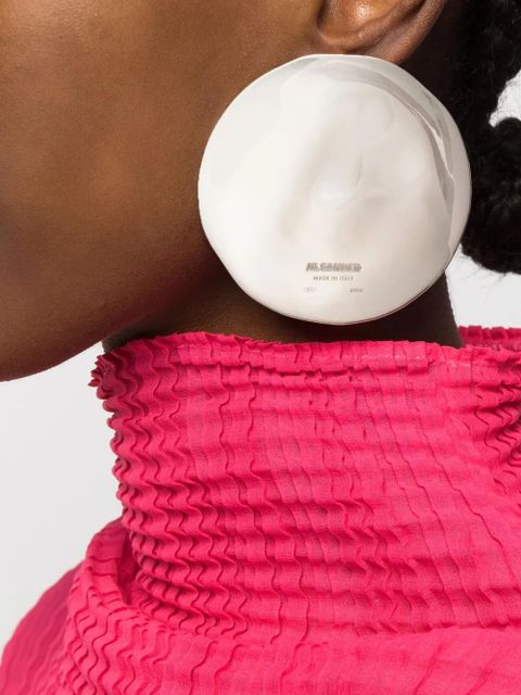 Jil Sander logo-engraved circle earrings - Silver - zdjęcie produktu nr 2