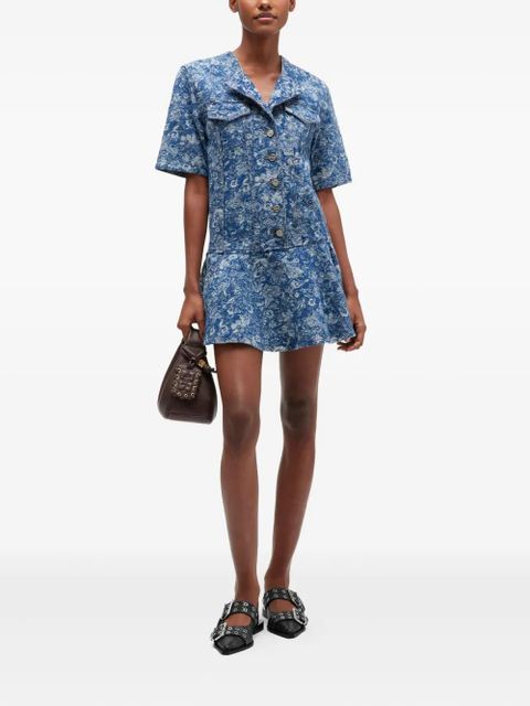GANNI floral-print denim midi dress - Blue - zdjęcie produktu nr 2