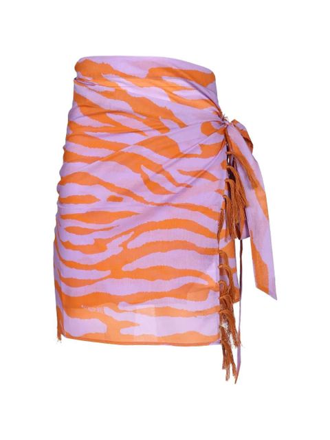 The Attico animal-print fringed skirt - Purple - zdjęcie produktu nr 1