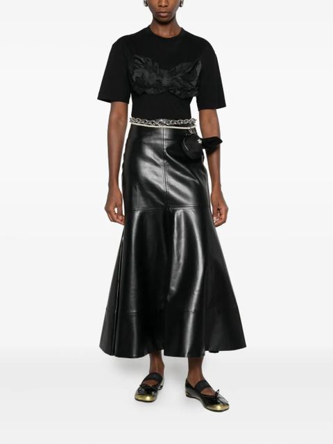 Simone Rocha ruffled satin-panel T-shirt - Black - zdjęcie produktu nr 2