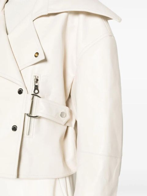 Nanushka Ado cropped biker jacket - White