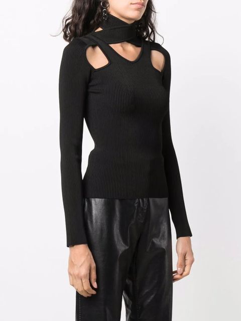 Coperni cut-out ribbed sweater - Black