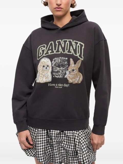 GANNI logo-print hoodie - Black - zdjęcie produktu nr 2