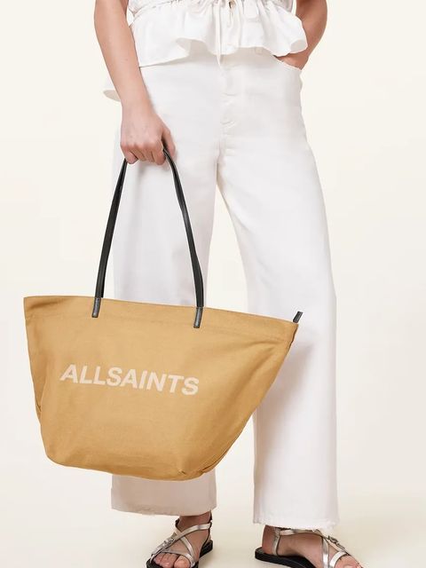 AllSaints torebka bawełniana SERAFINA kolor beżowy W323XC