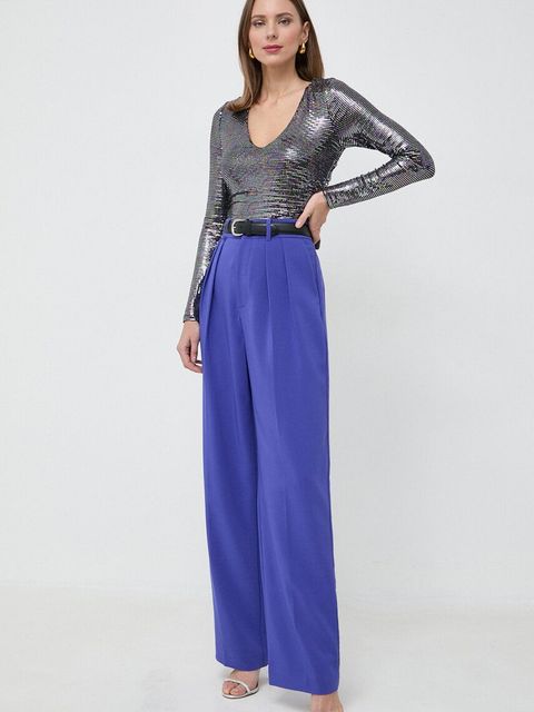 Custommade spodnie Penny damskie kolor fioletowy proste high waist 999425550