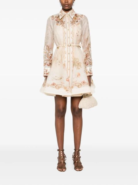 ZIMMERMANN floral-print belted mini dress - Neutrals