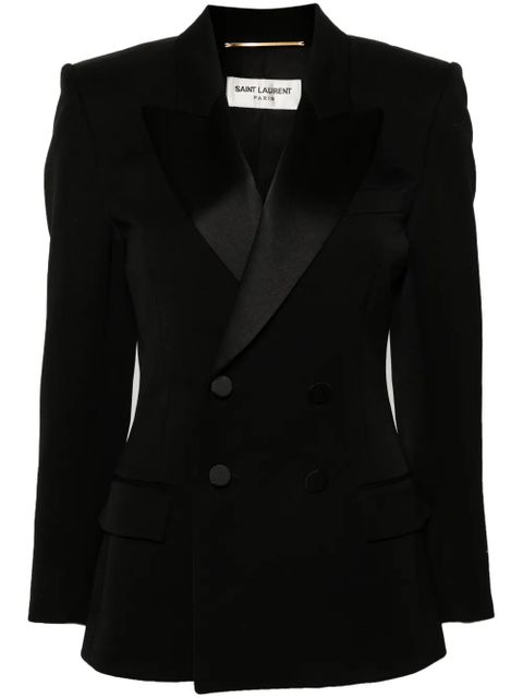 Saint Laurent peak-lapels double-breasted blazer - Black - zdjęcie produktu nr 1