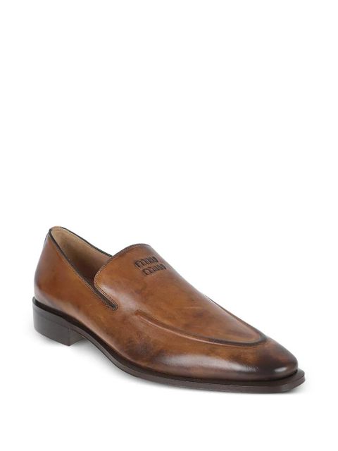 Miu Miu logo leather loafers - Brown - zdjęcie produktu nr 2