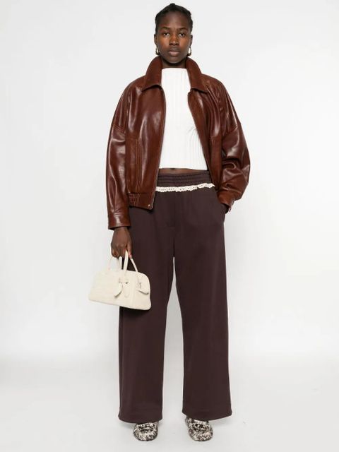 Magda Butrym lace-detail cotton track pants - Brown