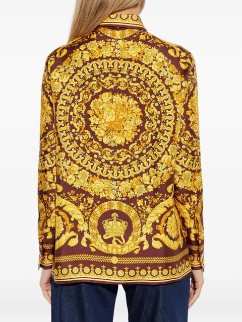 Versace floral-print silk blouse - Brown
