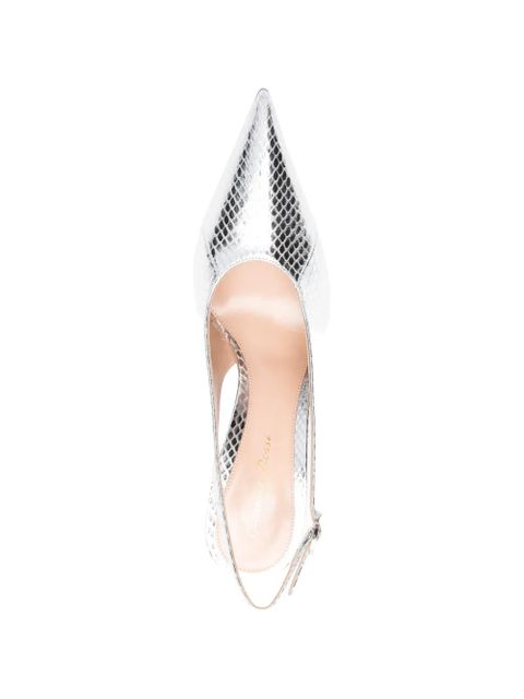 Gianvito Rossi Sofia point reptile-effect pumps - Silver