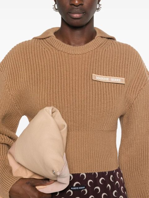 Marine Serre Half Cardigan Knit Sailor sweater - Brown