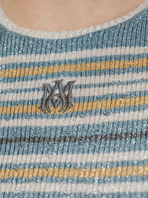 AMIRI striped logo-plaque T-shirt - Blue