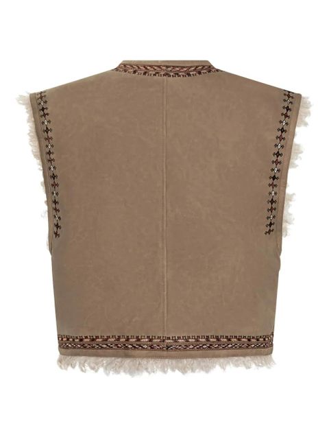 MARANT ÉTOILE Clemencia embroidered shearling vest - Neutrals - zdjęcie produktu nr 2