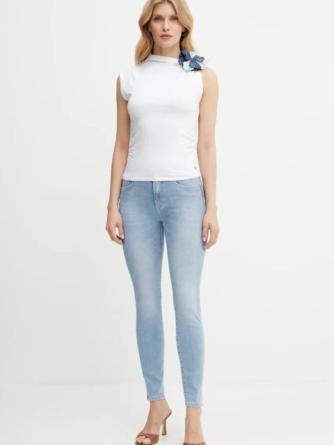 Guess jeansy damskie kolor niebieski W5GA34 D5PY2