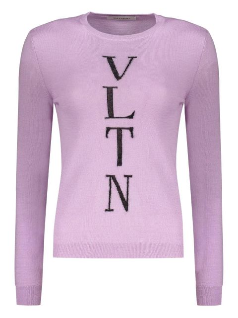 Valentino Garavani logo-embroidered crew neck sweater - Purple - zdjęcie produktu nr 1