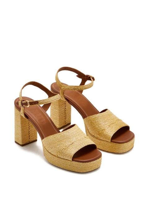 STAUD 90mm Jodie raffia platform sandals - Neutrals