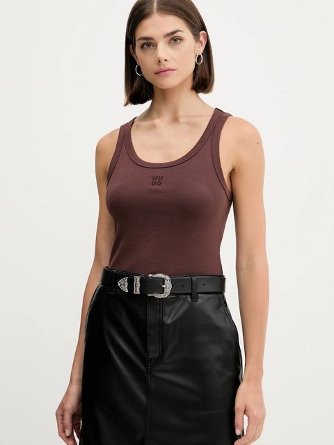 HUGO top damski kolor brązowy 50514489 - zdjęcie produktu nr 1