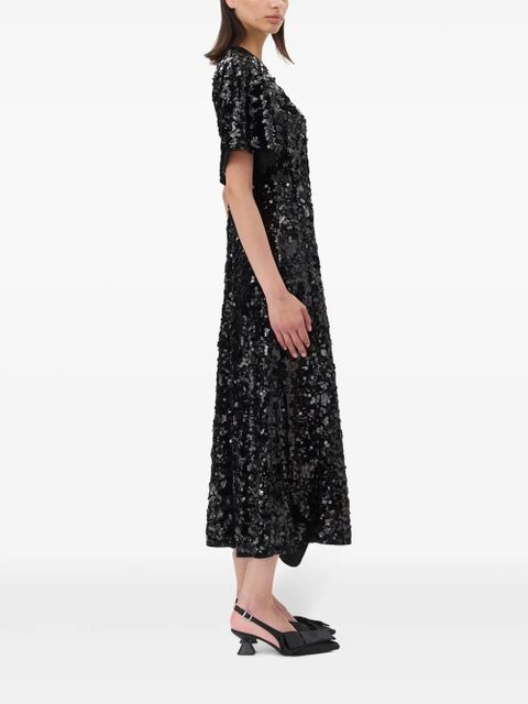GANNI sequinned velvet dress - Black