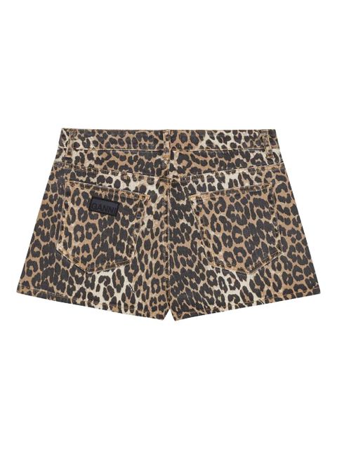 GANNI leopard-print shorts - Black