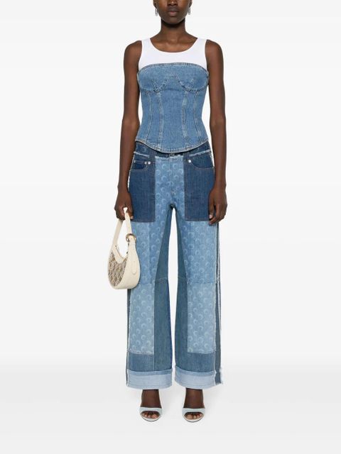 Marine Serre patchwork straight-leg jeans - Blue - zdjęcie produktu nr 2