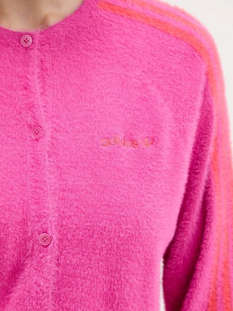 adidas Originals kardigan Fluffy Cardigan damski kolor różowy lekki JW3645