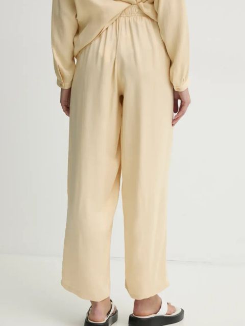 American Vintage spodnie damskie kolor beżowy szerokie high waist UNY10BE25