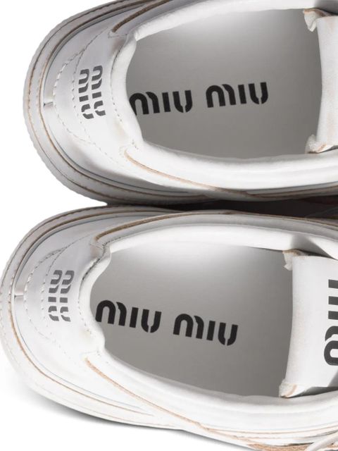 Miu Miu Gymnasium leather sneakers with strap and buckle - White