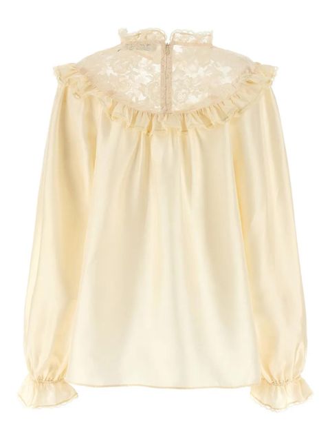 ZIMMERMANN lace ruffled silk blouse - Neutrals - zdjęcie produktu nr 2