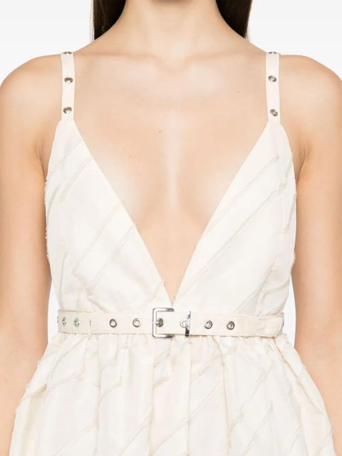 GANNI stripe-pattern midi dress - Neutrals