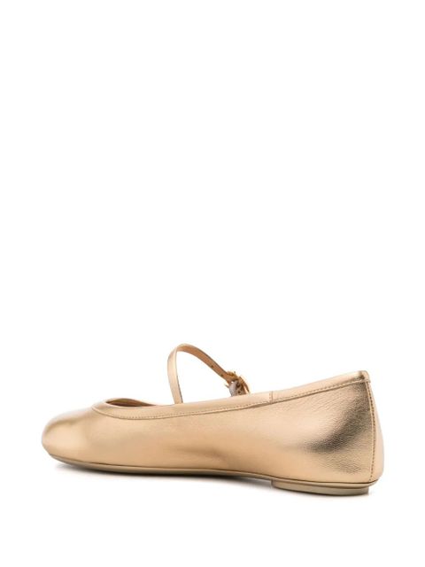 Gianvito Rossi Carla buckled ballerina shoes - Gold - zdjęcie produktu nr 2
