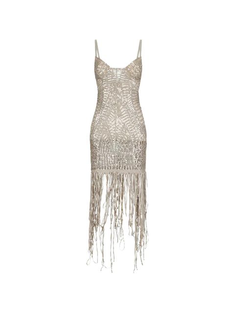 The Attico sequinned fringed dress - Silver - zdjęcie produktu nr 1