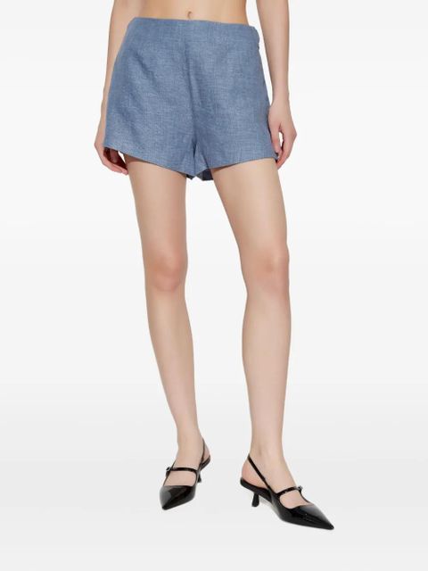 Posse button-detailing linen tailored shorts - Blue