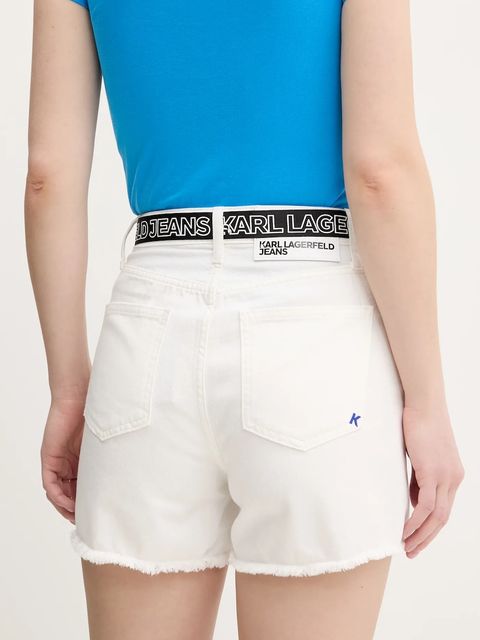 Karl Lagerfeld Jeans szorty jeansowe damskie kolor biały gładkie high waist A2W10039 - zdjęcie produktu nr 2