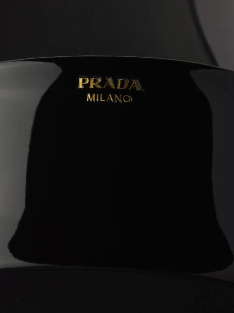 Prada logo patent leather slides - Black