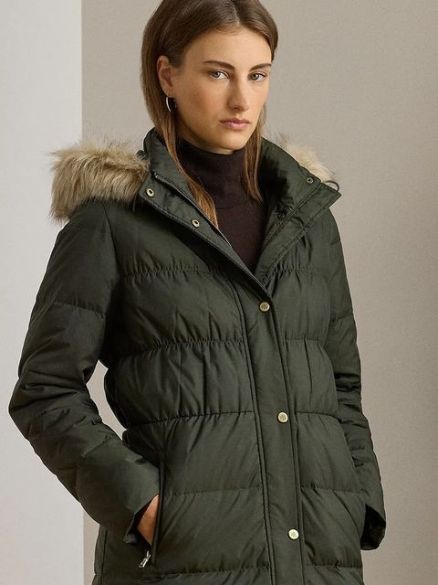 Lauren Ralph Lauren kurtka puchowa kolor zielony przejściowa 297P04097