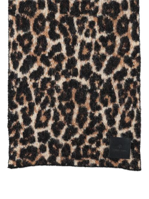 ANINE BING leopard print wool scarf - Brown - zdjęcie produktu nr 2