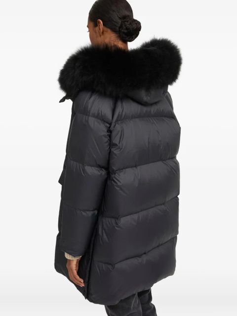 Yves Salomon lambshearling-hooded down jacket - Black