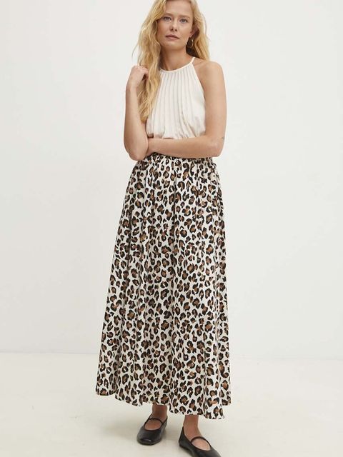 Answear.LAB spódnica bawełniana kolor brązowy maxi rozkloszowana