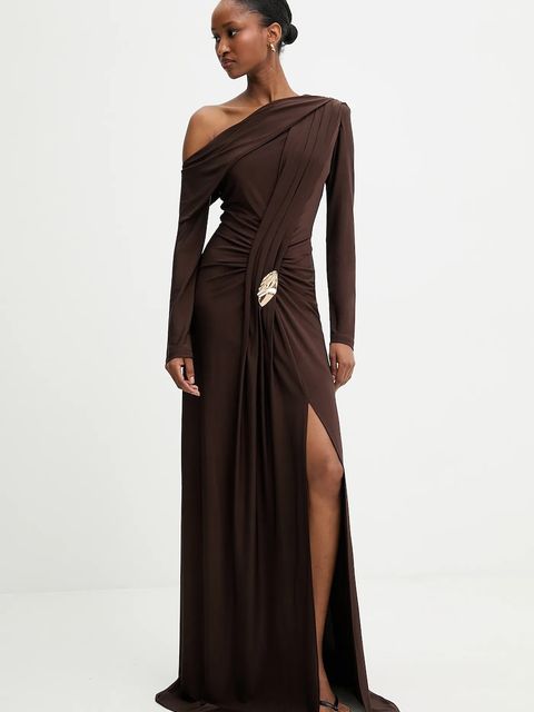 Answear.LAB sukienka kolor brązowy maxi dopasowana - zdjęcie produktu nr 2