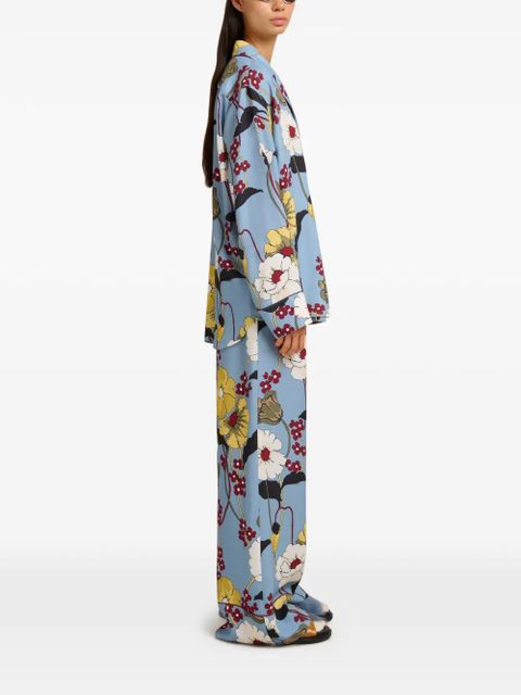 Marni floral-detail long-sleeve shirt - Blue
