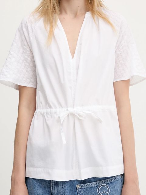 Samsoe Samsoe bluzka bawełniana Satoma damska kolor biały gładka F25100007