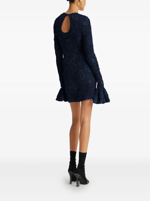 ROTATE BIRGER CHRISTENSEN 3D floral mesh mini dress - Blue