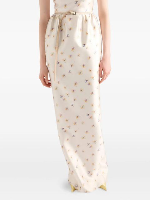 Prada floral print silk dress - Neutrals