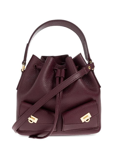 Ferragamo drawstring leather bucket bag - Red - zdjęcie produktu nr 1