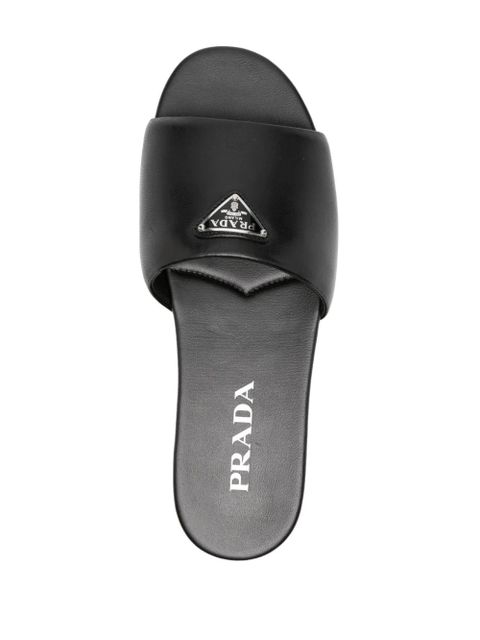 Prada triangle-logo leather slides - Black - zdjęcie produktu nr 2