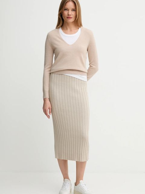 Calvin Klein Jeans spódnica kolor beżowy maxi ołówkowa LV047D306G